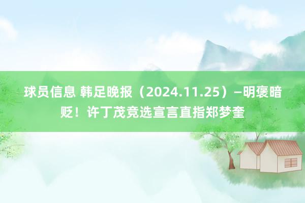 球员信息 韩足晚报（2024.11.25）—明褒暗贬！许丁茂竞选宣言直指郑梦奎