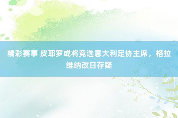 精彩赛事 皮耶罗或将竞选意大利足协主席，格拉维纳改日存疑