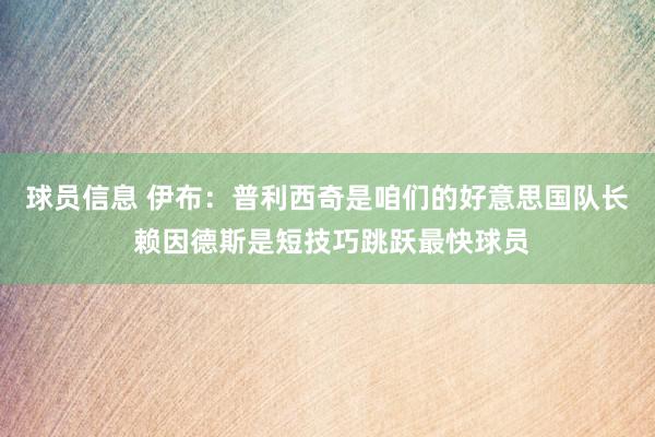 球员信息 伊布：普利西奇是咱们的好意思国队长 赖因德斯是短技巧跳跃最快球员