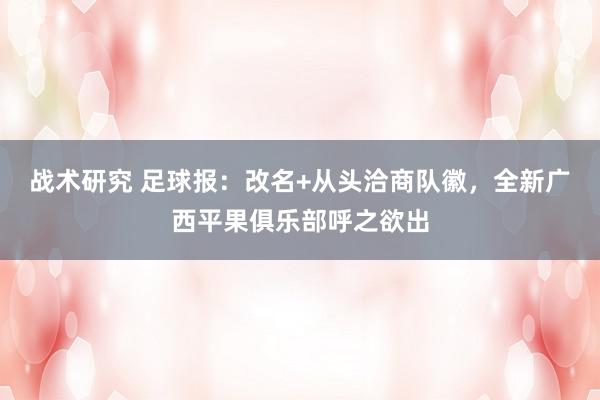 战术研究 足球报：改名+从头洽商队徽，全新广西平果俱乐部呼之欲出