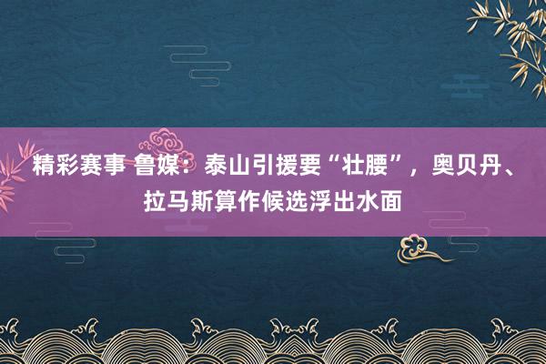 精彩赛事 鲁媒：泰山引援要“壮腰”，奥贝丹、拉马斯算作候选浮出水面