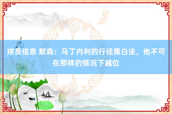 球员信息 默森：马丁内利的行径黑白法，他不可在那样的情况下越位