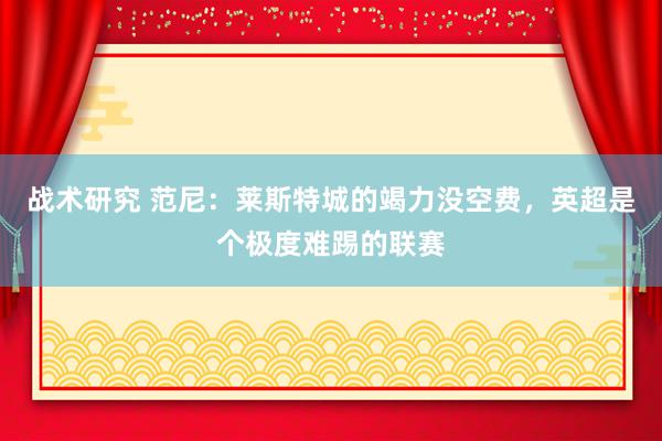 战术研究 范尼：莱斯特城的竭力没空费，英超是个极度难踢的联赛