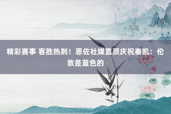 精彩赛事 客胜热刺！恩佐社媒置顶庆祝奏凯：伦敦是蓝色的