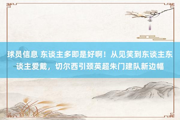 球员信息 东谈主多即是好啊！从见笑到东谈主东谈主爱戴，切尔西引颈英超朱门建队新边幅