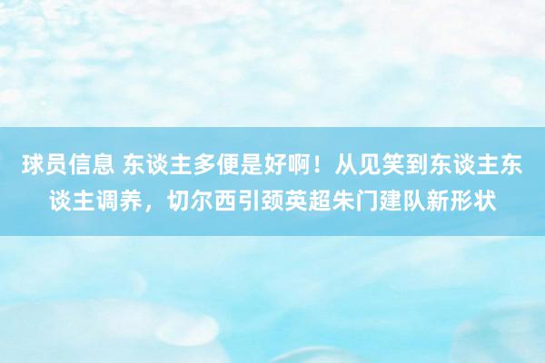 球员信息 东谈主多便是好啊！从见笑到东谈主东谈主调养，切尔西引颈英超朱门建队新形状